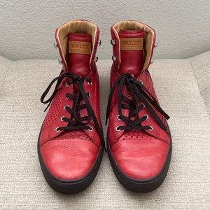 Red Leather High Top Sneaker